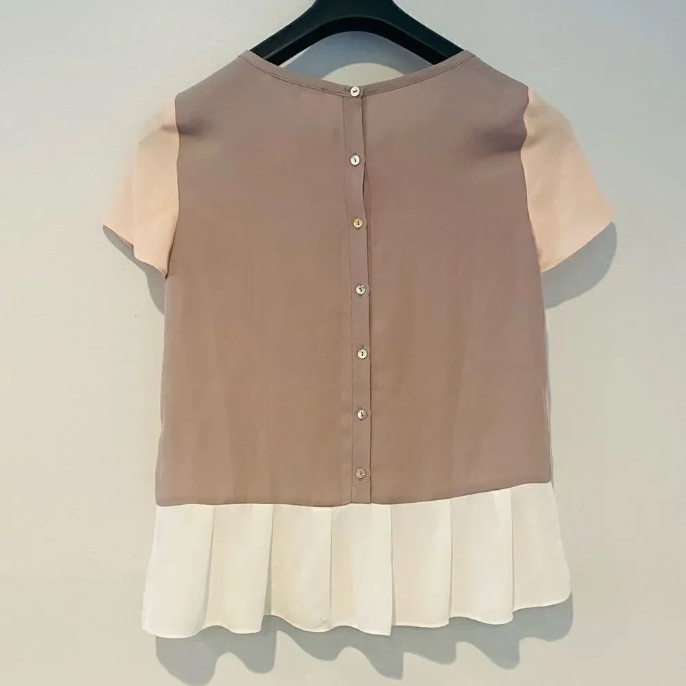 41 Hawthorn Stitch Fix Colorblock Peplum Button Back Top Size Small - Picture 2 of 5